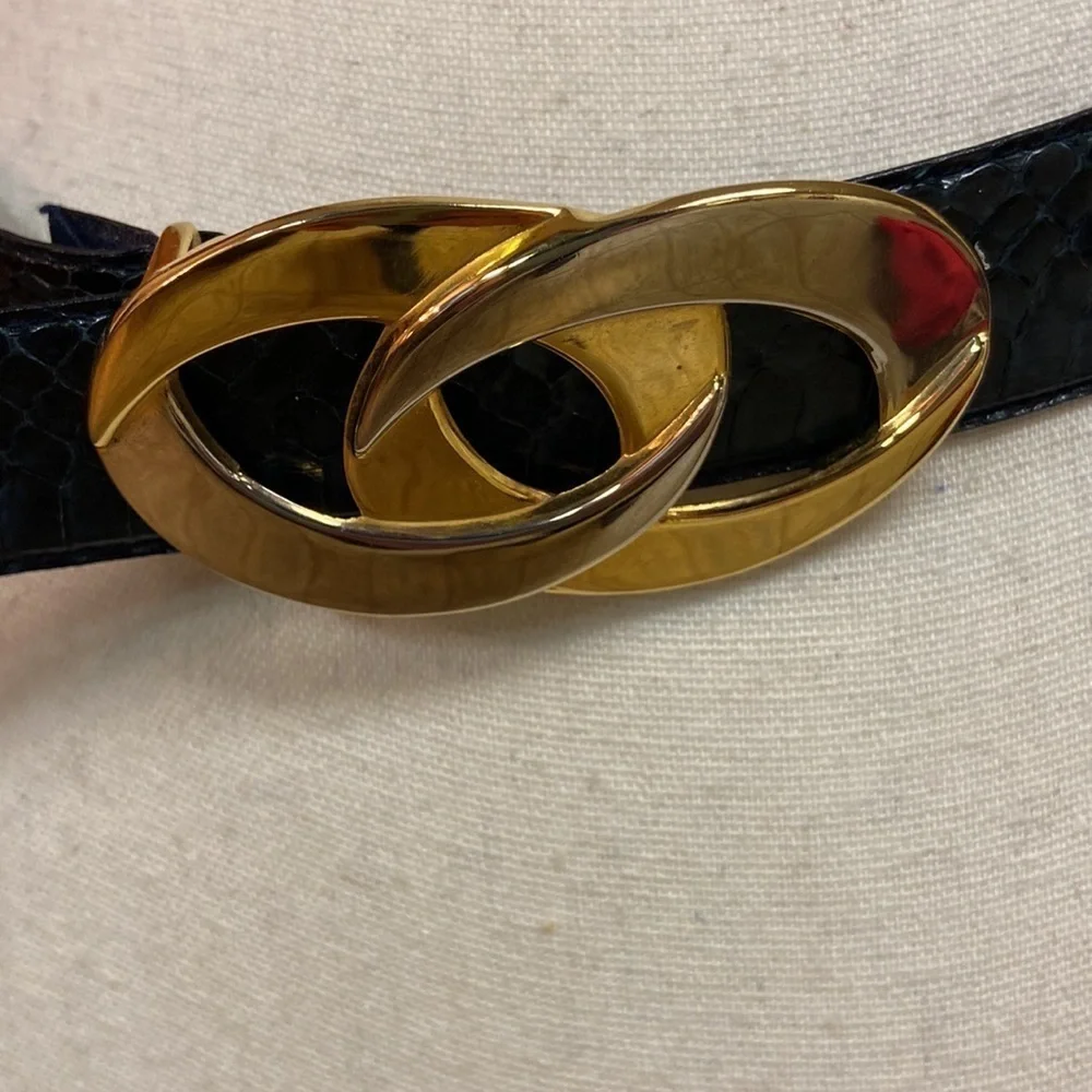 Genuine Snake Skin Navy Blue Belt S/M